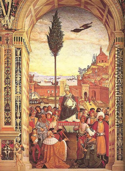 Aeneas Piccolomini Arrives to Ancona 1502-08 - Bernardino di Betto (Pinturicchio)