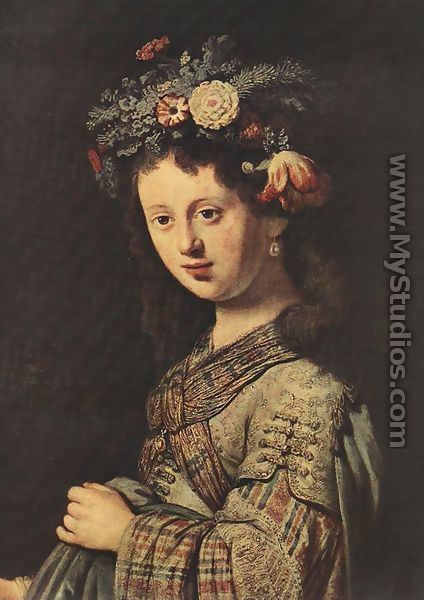Saskia as Flora (detail) 1634 - Rembrandt Van Rijn