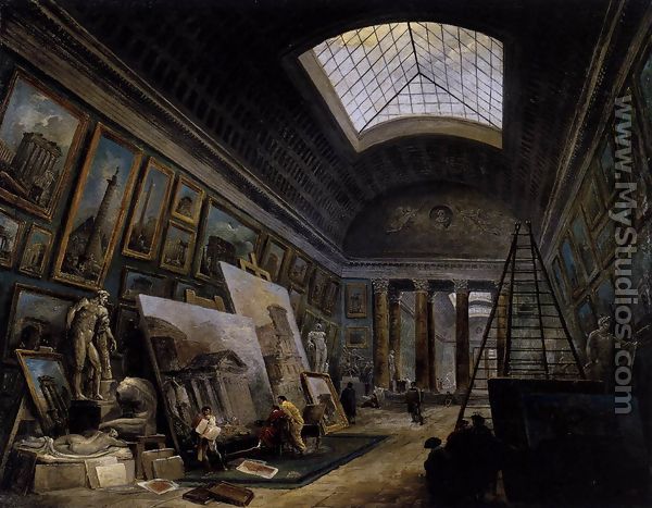 Imaginary View of the Grande Galerie in the Louvre 1789 - Hubert Robert