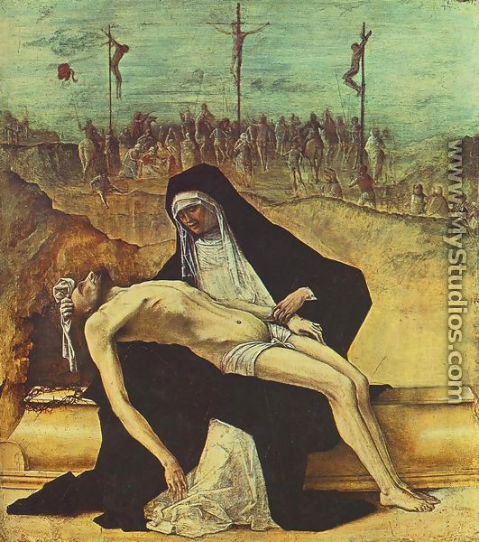 Predella of Stories of Christ- 2. Pieta 1482 - Ercole de