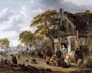 A Village Street Scene - Salomon Rombouts