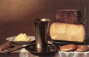 Still-life with Glass, Cheese, Butter and Cake - Floris Gerritsz. van Schooten