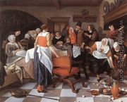 Celebrating the Birth 1664 - Jan Steen