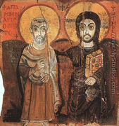 Christ and the Abbot Mena (from the Monastery of Baouit)  (6th-7th century A.D.) - Egyptian Unknown Masters