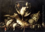 Still-Life with Hare and Birds on a Ring 1646-49 - Adriaen van Utrecht