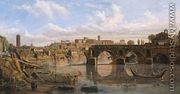 Rome- View of the River Tiber with the Ponte Rotto and the Aventine Hill 1680s - Caspar Andriaans Van Wittel