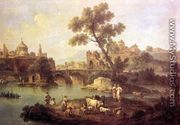 Landscape with River and Bridge c. 1740 - Giuseppe Zais