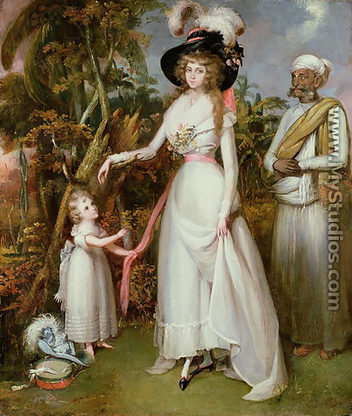 Mrs Graham of Kinross, her Daughter and a Jamadar  c.1786 - John Alefounder
