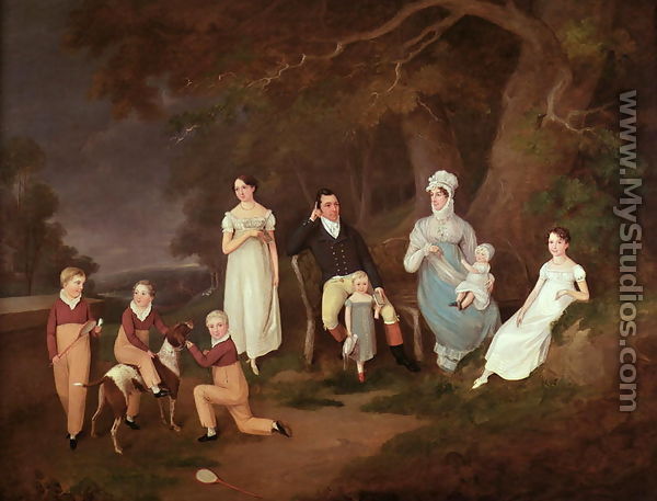 Group portrait of a Squire, his Wife and Children on the Edge of the New Forest, 1817 - W. Allison