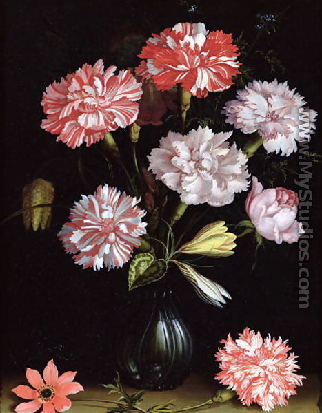 Floral Study- Carnations in a Vase - Balthasar Van Der Ast