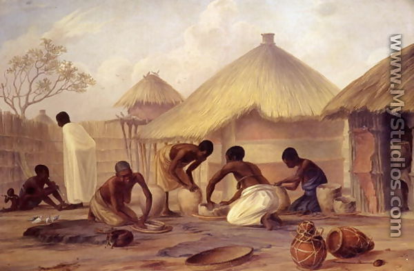 Manufacture of sugar at Katipo - making pots to contain it - Thomas Baines