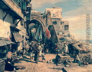 A Street Scene in Jaffa 1890 - Gustave Bauernfeind