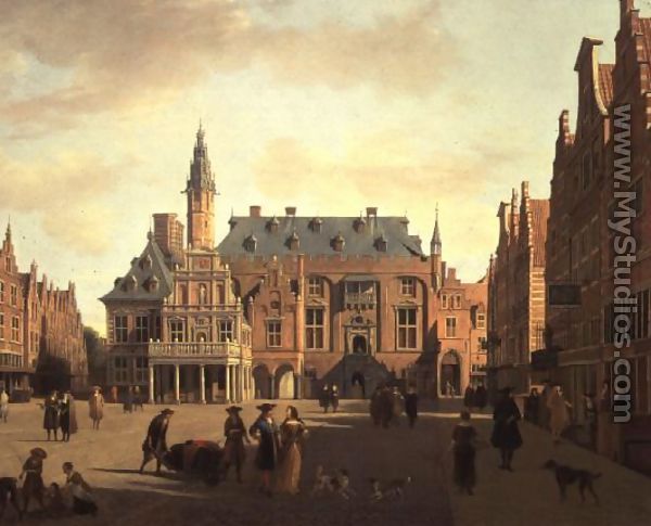 The Market Place with the Raadhuis, Haarlem - Gerrit Adriaensz Berckheyde
