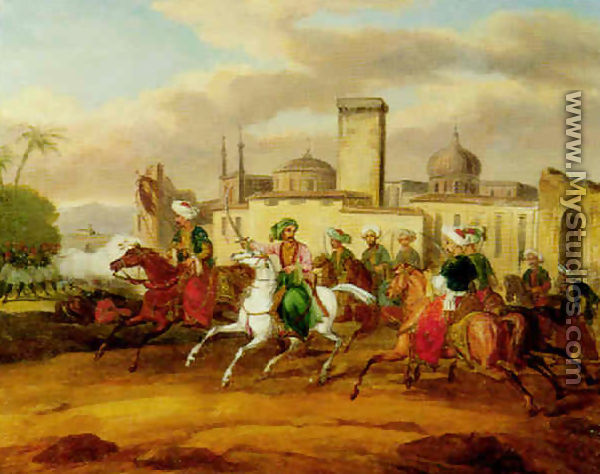 Scene de combat entre grecs et turcs lors de la Guerre d