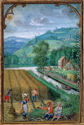 September- harvesting, ploughing and sowing, c.1540 - Simon Bening