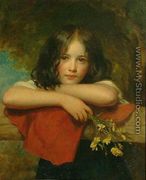Portrait of a young girl leaning on a stone ledge - Charles Baxter