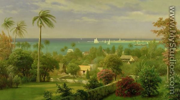 Panoramic View of the Harbour at Nassau in the Bahamas - Albert Bierstadt