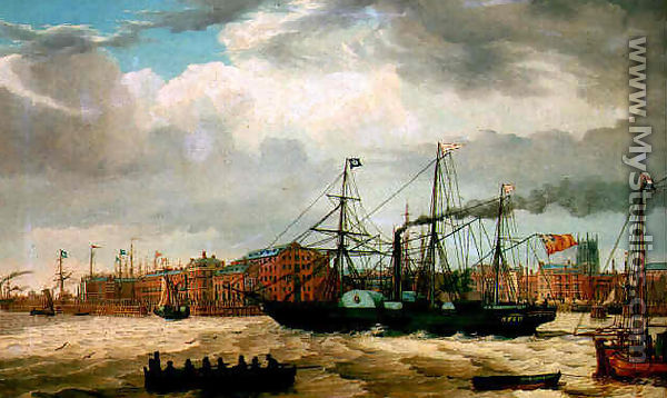 A paddle steamer and other shipping in the docks at Kingston upon Hull 1829 - Thomas A. Binks