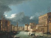 The Grand Canal, Venice, looking north-west, from the Palazzo Corner to the Palazzo Contarini dagli Scrigni, by moonlight... - Giuseppe Bernardino Bison