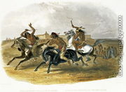 Horse Racing of Sioux Indians near Fort Pierre, plate 30 from Volume 1 of 'Travels in the Interior of North America' 1843 - Karl Bodmer
