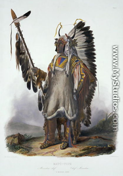Mato-Tope, a Mandan Chief, plate 13 from Volume 2 of 