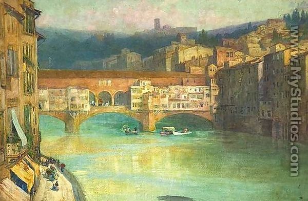 Blick uber den Arno auf die Ponte Vecchio in Florenz - William Henry James Boot