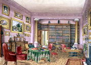 Library, Vinters, f.16 from an 'Album of Interiors' 1843 - Charlotte Bosanquet