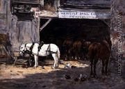 Horses for Hire in a Yard c.1885-90 - Eugène Boudin