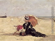 Woman with a Parasol on the Beach 1880 - Eugène Boudin