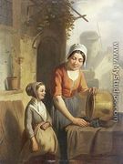 Mutter und Tochter beim Putzen eines Kessels 1860 - Adrien Ferdinand de Braekeleer
