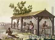 Slaves preparing tobacco, Virginia, America, c.1790, from 'Le Costume Ancien et Moderne' - G. Bramati