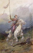 The Pathfinder, a seventeenth century Polish cavalryman on a white charger - Josef von Brandt