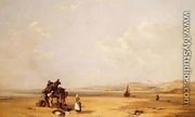 Fishermen unloading their catch on the beach in Cardigan Bay, 1841 - Charles Branwhite