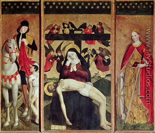 Triptych depicting Pieta between St. Martin and St. Catherine, 1475 - Ludovico Brea