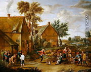 A Game of Bowls by a Tavern - Alexander van Bredael