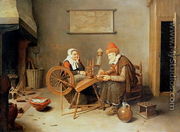 An interior with a old woman at a spinning wheel, 1657 - Quiringh Gerritsz. van Brekelenkam