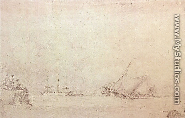 Lugger Making for the Mouth of a Harbour - Sir Augustus Wall Callcott