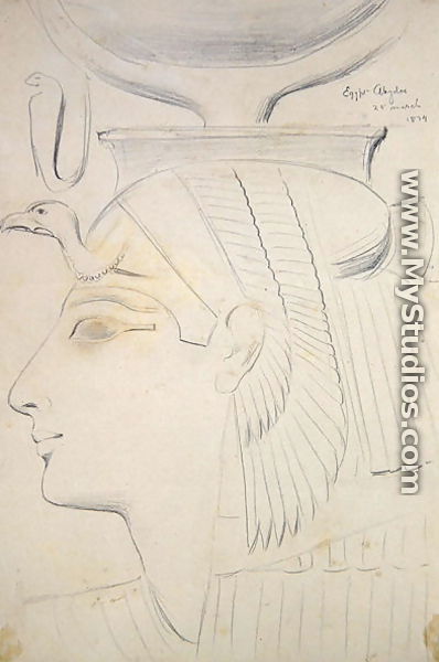 Study of a Relief of a Goddess in the Temple of Seti I, Abydos, 1874 - F. A. Bridgeman