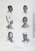Negro Heads with punishments for Intoxication and Dirt-eating, from 'West Indian Scenery with Sketches of Negro Character', 1836 - Richard Bridgens