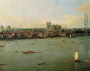 View of the Thames and Westminster Bridge, detail of Westminster Abbey, 1746-47 (detail) - (Giovanni Antonio Canal) Canaletto