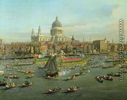 The River Thames with St. Paul's Cathedral on Lord Mayor's Day, detail of St. Paul's Cathedral, c.1747-48 - (Giovanni Antonio Canal) Canaletto