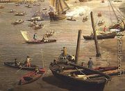The River Thames with St. Paul's Cathedral on Lord Mayor's Day, detail of boats by the shore, c.1747-48 - (Giovanni Antonio Canal) Canaletto