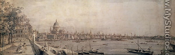 The Thames and the City of London from the Terrace of Somerset House - (Giovanni Antonio Canal) Canaletto