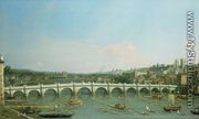 Westminster Bridge from the North with Lambeth Palace in distance - (Giovanni Antonio Canal) Canaletto
