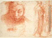 Studies for the head of a youth looking down and for the Virgin of the Annunciation, c.1527-28 - Polidoro Da Caravaggio (Caldara)