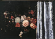 Flower Still-Life with Curtain - Adrian Van Der Spelt
