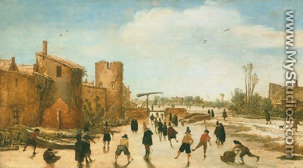 Winter Games on the Town Moat - Esaias Van De Velde