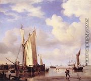 Ships Close Inshore at Low Tide - Willem van de, the Younger Velde