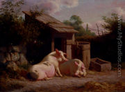 Pigs In A Farmyard - Carl Henrik Bogh