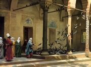 Harem Women Feeding Pigeons in a Courtyard - Jean-Léon Gérôme